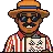 The Broker: straw hat, sunglasses, striped shirt, clipboard