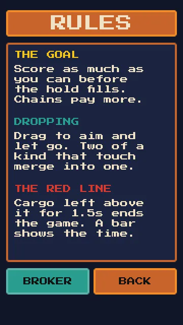 The rules screen